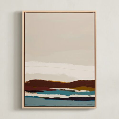 Burgundy Seascape Diptych 2 Art by Caryn Owen