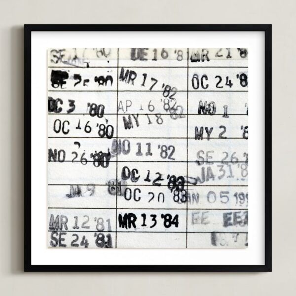 Date Due Art by ALICIA BOCK
