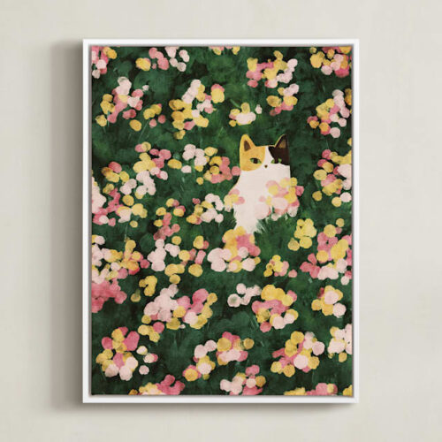 Flower Meadow Cat Art by Sabrina Excene