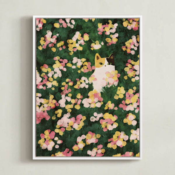 Flower Meadow Cat Art by Sabrina Excene