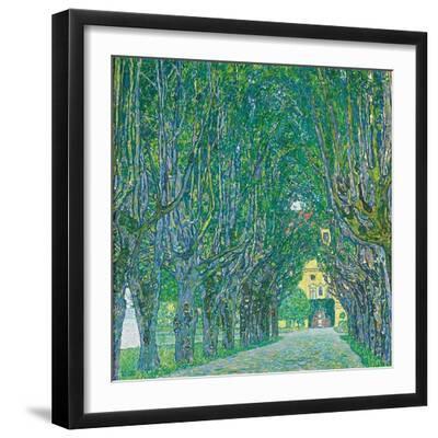 Avenue of Schloss Kammer Park, 1912 (Oil on Canvas) - Black Framed Art Print Wall Art, 16x16