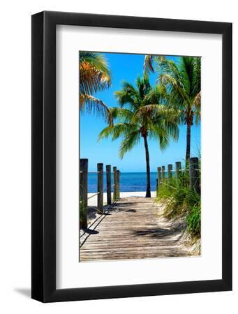 Boardwalk on the Beach - Key West - Florida - Black Framed Art Print Wall Art, 8x12