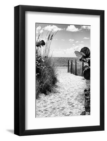 Boardwalk on the Beach - Miami - Florida - Black Framed Art Print Wall Art, 8x12