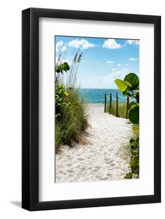 Boardwalk on the Beach - Miami - Florida - Black Framed Art Print Wall Art, 8x12