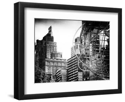 Columbus Circle, Globe Sculpture, 59 Street and Columbus Ave, Essex House Building, New York City - Black Framed Art Print Wall Art, 12x9 Columbus Circle, Globe Sculpture, 59 Street and Columbus Ave, Essex House Building, New York City - Black Framed Art Print Wall Art, 12x9