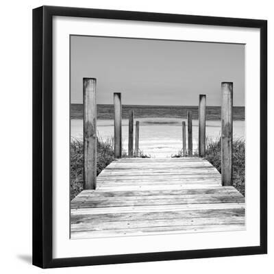 Cuba Fuerte Collection SQ II - Boardwalk on the Beach - Black Framed Art Print Wall Art, 16x16