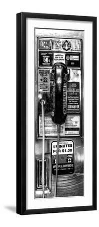 Door Posters - Pay Phone in Grand Central Terminal - Manhattan - New York - Black Framed Art Print Wall Art, 8x24