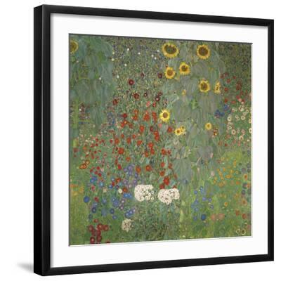 Farm Garden with Sunflowers, around 1905/1906 - Black Framed Art Print Wall Art, 22x22
