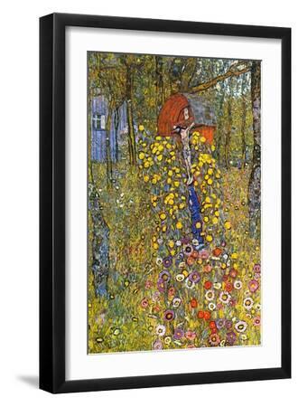 Farmers Garden with Crucifix - Black Framed Art Print Wall Art, 12x18