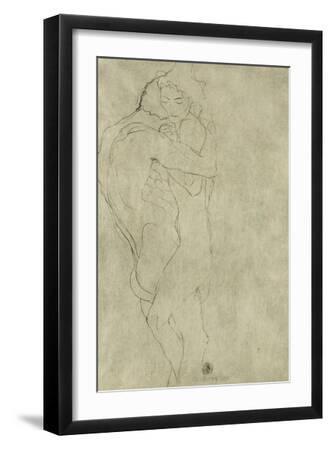 Lovers, Black Crayon (1908) - Black Framed Art Print Wall Art, 12x18