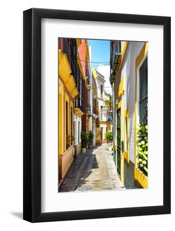 Made in Spain Collection - Yellow Street in Seville - Black Framed Art Print Wall Art, 8x12 Made in Spain Collection - Yellow Street in Seville - Black Framed Art Print Wall Art, 8x12
