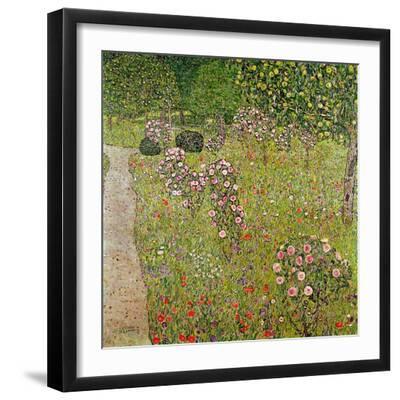 Orchard with Roses (Obstgarten Mit Rosen) - Black Framed Art Print Wall Art, 16x16