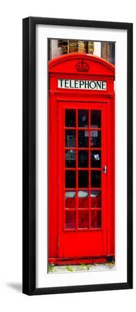 Red Phone Booth in London - City of London - UK - England - United Kingdom - Europe - Door Poster - Black Framed Art Print Wall Art, 8x24