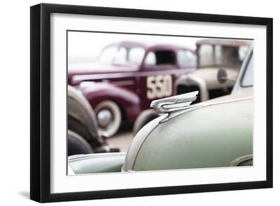 Retro Racing - Hood - Black Framed Art Print Wall Art, 18x12