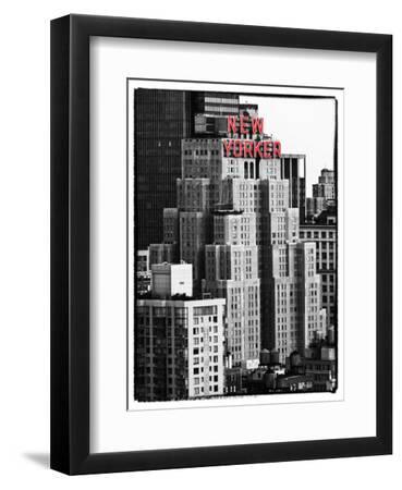 The New Yorker Hotel, Black and White Photography, Red Signs, Midtown Manhattan, New York City, US - Black Framed Art Print Wall Art, 9x12 The New Yorker Hotel, Black and White Photography, Red Signs, Midtown Manhattan, New York City, US - Black Framed Art Print Wall Art, 9x12