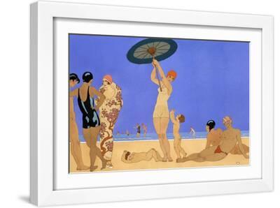 At the Lido - White Framed Art Print Wall Art, 18x12