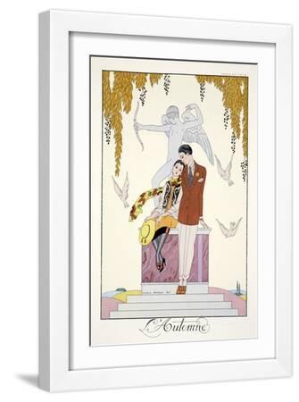 Autumn, from 'Falbalas and Fanfreluches, Almanach des Modes Présentes, Passées et Futures', 1926 - White Framed Art Print Wall Art, 12x18