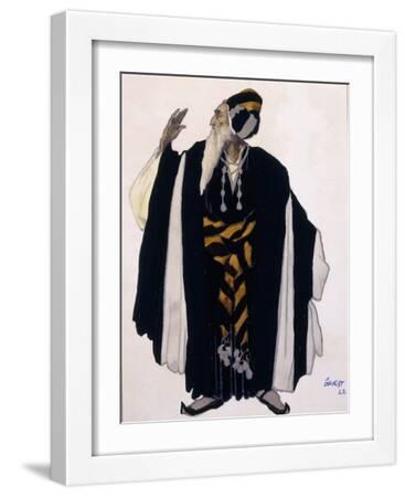 Costume Design for a Jewish Elder for the Drama 'Judith', 1922 (Pencil, W/C and Gouache on Paper) - White Framed Art Print Wall Art, 12x16