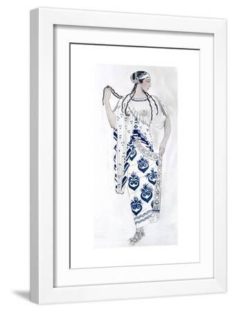 Costume Design for Ida Rubinstein as Helen in the Ballet Helen of Sparta, 1912 - White Framed Art Print Wall Art, 12x18