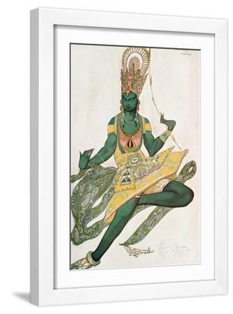 Costume Design for Nijinsky (1889-1950) for His Role as the 'Blue God', 1911 (W/C on Paper) - White Framed Art Print Wall Art, 12x18