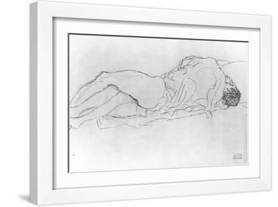Couple in Bed, c.1915 - White Framed Art Print Wall Art, 18x12