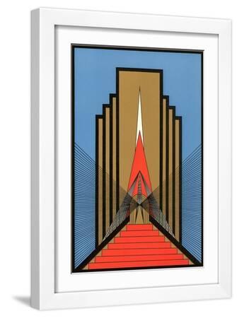 Geometric Art Deco - White Framed Art Print Wall Art, 12x18
