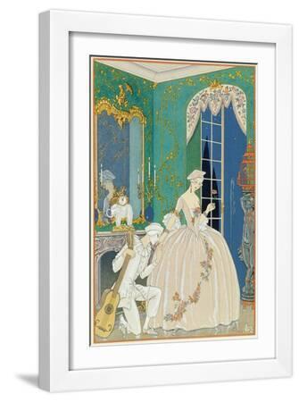 Illustration for 'Fetes Galantes' by Paul Verlaine (1844-96) 1923 (Pochoir Print) - White Framed Art Print Wall Art, 12x18