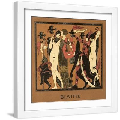 Illustration from Les Chansons De Bilitis, by Pierre Louys, Pub. 1922 (Pochoir Print) - White Framed Art Print Wall Art, 16x16