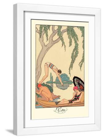 L'Eau - White Framed Art Print Wall Art, 12x18