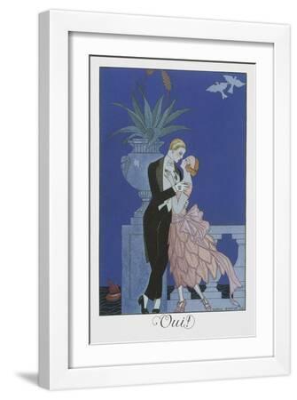 Oui - White Framed Art Print Wall Art, 12x18