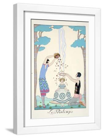 Spring, from 'Falbalas and Fanfreluches, Almanach des Modes Présentes, Passées et Futures', 1926 - White Framed Art Print Wall Art, 12x18