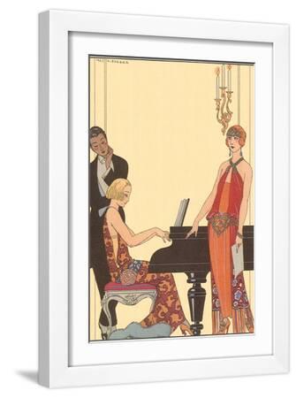 Woman Playing Piano, 1922 - White Framed Art Print Wall Art, 12x18